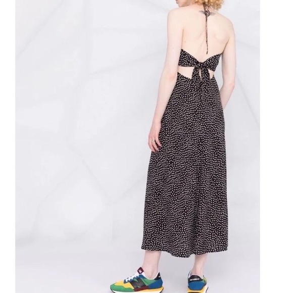 Rixo Sage Leopard & Dot Sleeveless Halter Midi Dress With Ruffles Size XL - Picture 2 of 6